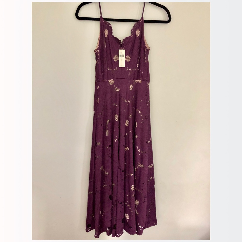 Burgundy lace dress from Anthropologie